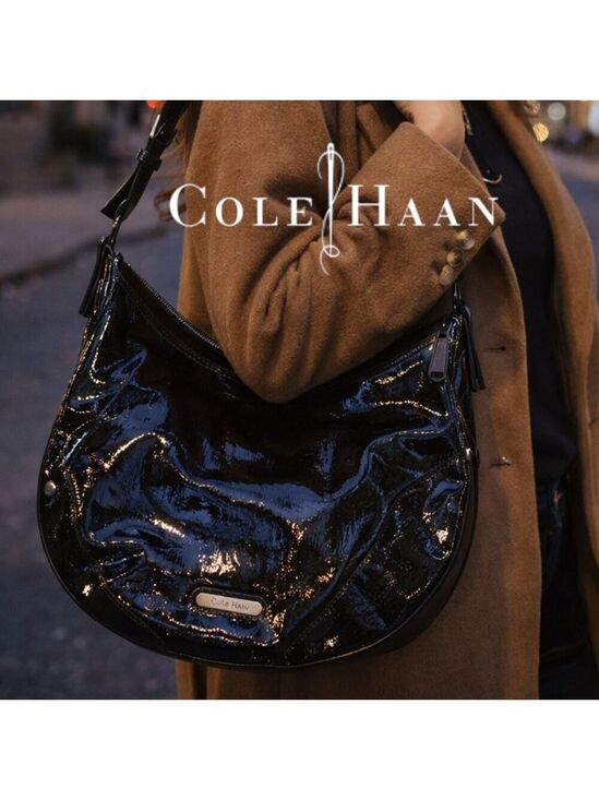 Cole Haan Handbags - Cole Haan Patent Leather Shoulder Bag – Black Glossy Hobo Style